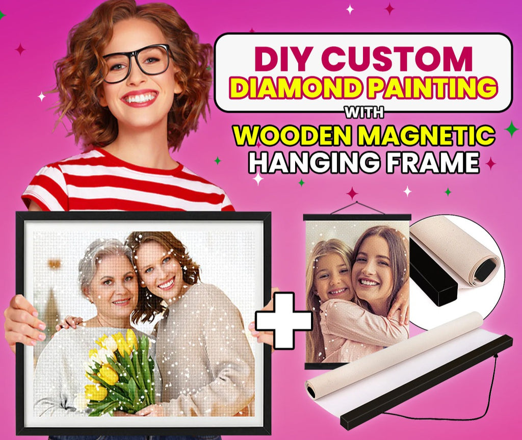 Custom DIY Diamond Photo with a Wooden Frame