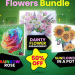 Flowers Bundle: Rainbow Rose +Dainty Flower +Sunflower in a Pot