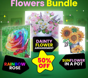 Flowers Bundle: Rainbow Rose +Dainty Flower +Sunflower in a Pot